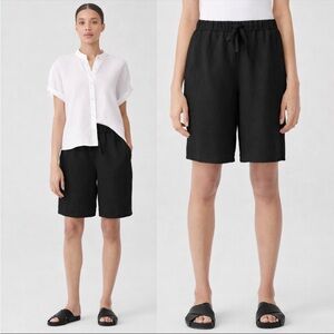 Eileen Fisher Organic Linen Shorts in Black size Small 
Easy Fit, Short Length